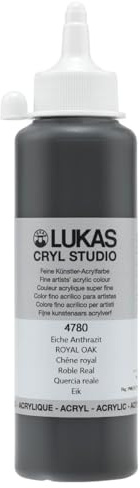 Lukas CRYL Studio Künstler-Acrylfarbe, Royal Oak, 250 ml Flasche - Hochpigmentierte Acrylfarben für Leinwandmalerei, Großformatige Werke - Mittelviskosität, wassermischbar, schnell trocknend