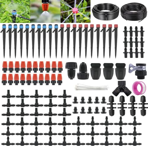 240-Ft Drip Irrigation Kit Automatic Garden Watering Plant System Kit, Greenhouse Irrigation Kit, Patio Sprinkler System for Outdoor Raised Bed Plants with 1/2in,1/4in Hose