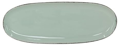 Van Well | URBAN Platte 34x12,5 cm grün - Steinzeug Servierplatte groß Buffet-Platte Käseplatte, zum Servieren & Dekorieren