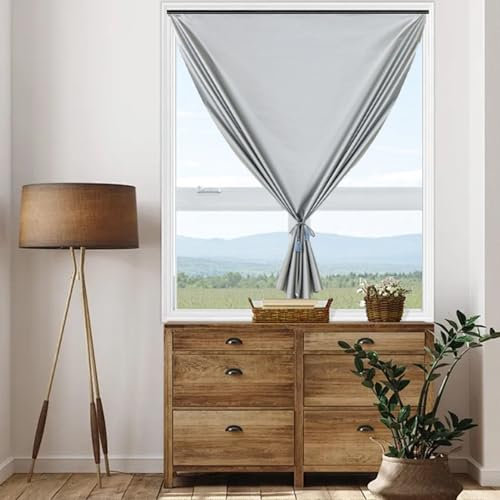 Sonnenschutz Dachfenster Rollo 100 x 130 cm, Verdunkelung Energiesparend100% Lichtundurchlässig, Abnehmbar Verdunklungsrollo mit Bohren, mit Klettband für Fenster Türen, Grau A