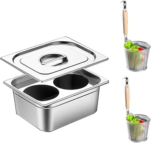 Cestello for cuocipasta, set di pentole for pasta in acciaio inox con cestello scolapasta, pentola for cucina domestica, pentola for cottura a vapore, set di pentole for cucinare la pasta(2 Holes)