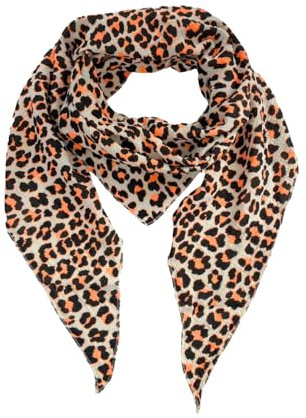 FASHION YOU WANT XXL Tuch Musselin Tuch Damen Leo Dreieck Made Italy 195 x 72 cm für alle Jahreszeiten geeignet Halstuch leoprint Schal Baumwolle
