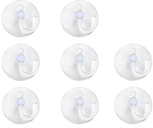 MIETONG 8 Pcs Transparent Multi-Purpose Suction Cup Hooks - 2 KG Heavy Duty, PVC, Reusable Vacuum Suction Hooks for Bathroom, Kitchen, Window Glass Hanging