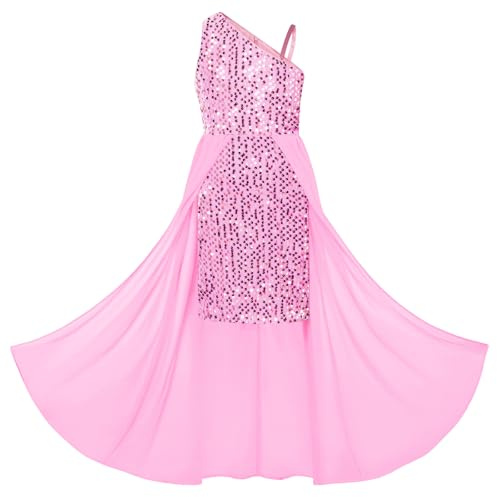 GRACE KARIN Mädchen Pailletten Kleid Ärmellos Chiffon Overlay Bodycon Kleid
