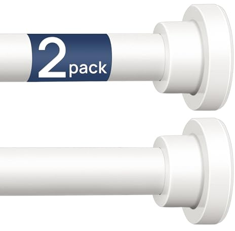 ENJOYBASICS 2 Pack Adjustable Spring Tension Curtain Rods 32 to 78 Inches, Stainless Steel White Shower Rod No Drilling for Window, Bathroom, Closet, Room Divider, 7/8 Diameter