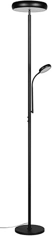 Reality Leuchten LED Stehleuchte Palermo R45741132, Metall Schwarz matt, Fluter inkl. 23 Watt LED, Dimmbar, Lichtfarbe einstellbar, Fernbedienung, Memory-Funktion