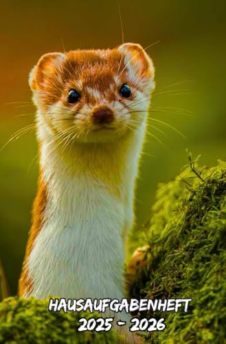 Hausaufgabenheft 2025 2026 Wiesel: Schulagenda für Schüler (Grundschule, Mittelschule, Gymnasium, Universität) mit einer Woche pro Doppelseite