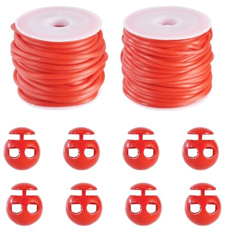 Bestewelry Cordoncino tubolare in gomma sintetica, 15 m, 2 mm e 3 mm, per lavori a maglia e barbiere, con chiusure in plastica, per lavori a maglia, artigianato, punti e creazione di gioielli, colore