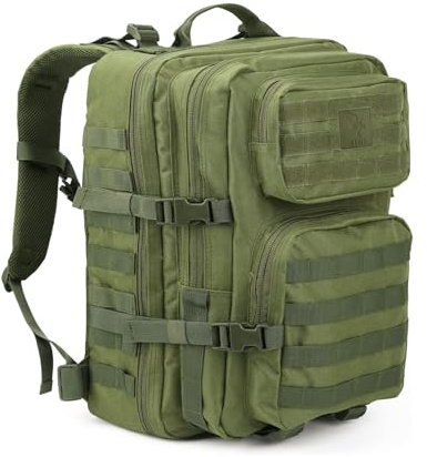 ALGI Zaino Militare Tattico Medium con sistema MOLLE 50 Litri con patch Bandiera 3D (VERDE)