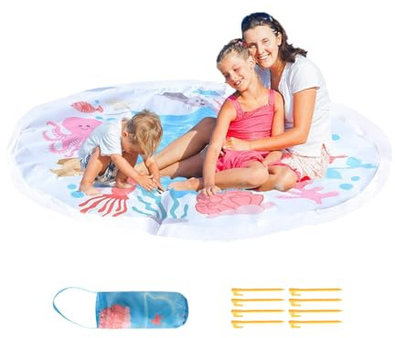 Piscine pour bébé, Chaise Longue Portable 2 en 1 et pataugeoire – Couverture de Plage carrée antidérapante pour activités de Plein air