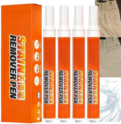 4pcs Stain Remover Pen,Stain Removing Bleach Pen,Instant Stain Removal Stick,Stain Remover Wipes,Quick Effect and Drying,Remove Household Stains,Cute, Travel-Friendly & Safe for All Fabrics,Fresh