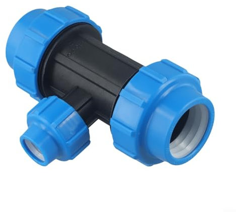 Connettore acqua a tre vie per tubi in PE con design a T di riduzione di 90 gradi (40x20x40)