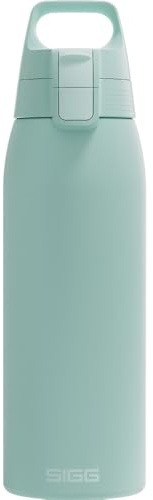 SIGG - Botella de acero inoxidable - Shield ONE Milky Blue - Apta para bebidas carbonatadas - A prueba de fugas - Ligero - Sin BPA - Exterior y Fitness - Azul - 1L