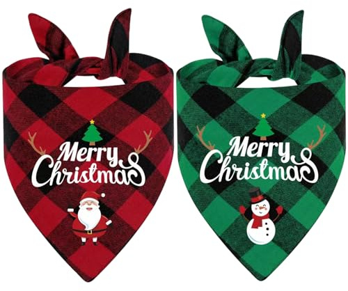 2 Stück Hundehalstuch Weihnachten, Weihnachten Hundehalstuch, Hundehalstuch, Dreieck Halstuch für Hunde und Katzen, Süße Haustier Accessoires