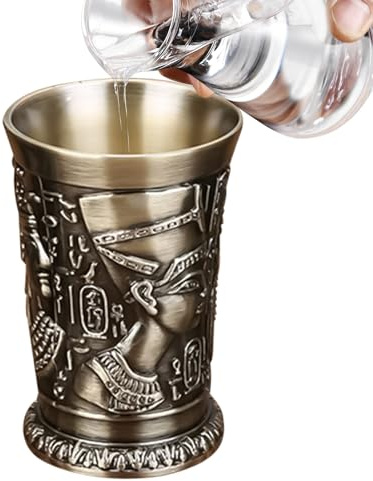 Arroopu Shot Glass, Metal Vintage Egyptian Shot Glass, Creative Wine Shots Glasses, Personalized Sip Glasses, for Men Women Christ Holiday Weekend Party Family Friends Home Witch Tequila Whiskey