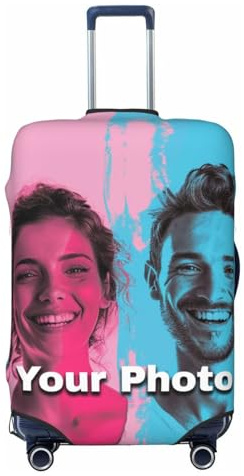 Personalisieren Sie Ihre Kofferschutzhülle mit eigenem Design – Individuelle Gepäckabdeckung mit Foto, Namen, Text – Elastischer Schutzcover, waschbar und doppelseitig (Normale Dicke,S)
