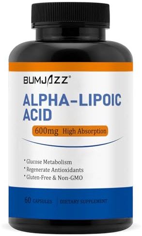 Ácido Alfa Lipoico Bumjazz 600 mg, Favorece el Metabolismo de la Glucosa y Regenera Antioxidantes. Sin OMG - Sin Gluten - Sin Soja - 60 Cápsulas