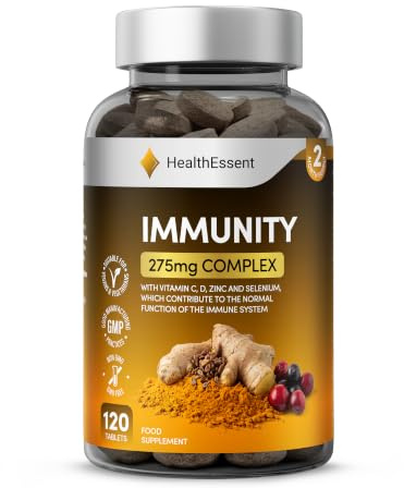 HealthEssent Immune System Booster Vitamin C Zinc Vitamin D3 Elderberry 120 | Vitamin C, Zinc & Vitamin D Contribute to Normal Immune Function | + Elderberry | 120 Vegan Tablets, 2 Month Supply