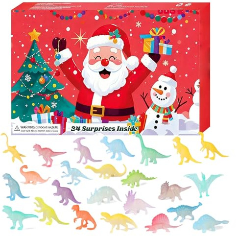 Calendrier De L Avent Pour Garçons,Jouet Lumineux De 24 Jours 2025,Calendrier De L'Avent Avec Figurines De Dinosaures - Pour Enfant Vacances Anniversaire Jour Des Maison Et École