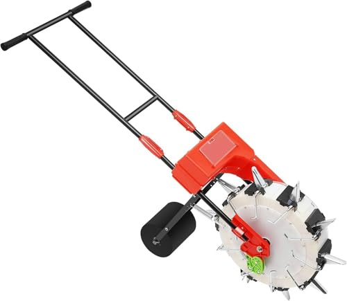 KFJZGZZ Garden Seeder, 10/7 Nozzles Manual Seeder Quantity and Depth Adjustable Hand Push Seeder Roller 8.27LBS Storage Box Precision Garden Push Seeder