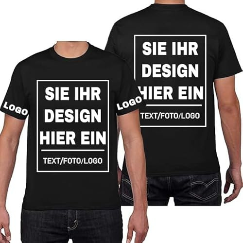 Lggwunsi Maglia Personalizzata Uomo - Fronte Retro Leggeri Casual Maglietta Personalizzata con Stampa Foto, Logo, Testo T-Shirt Maniche Corte per Coppia Abbigliamento Quotidiano,Nero,XL