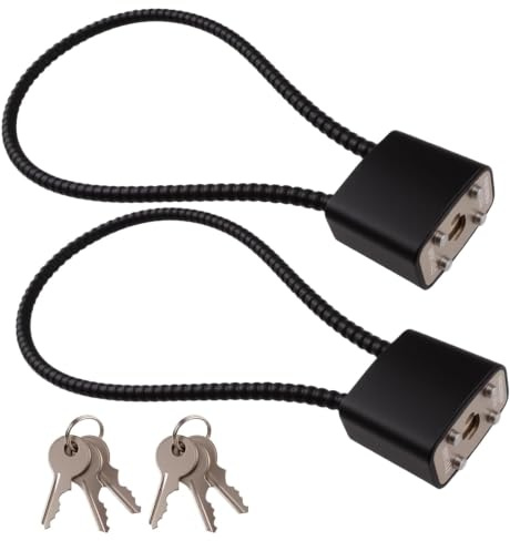 2 Pieces 17cm Black Long Shackle Cable Lock with 4 Keys | Heavy Duty Robust Wire Padlocks with Key Outdoor, Steel Rope Flexible Padlock for Suitcase, Gate, Bike, Garage, Gym, Shed
