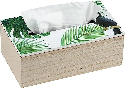 WENKO Kosmetiktuch-Box Tucan - Tissuebox, MDF, 24 x 9 x 14 cm, Mehrfarbig