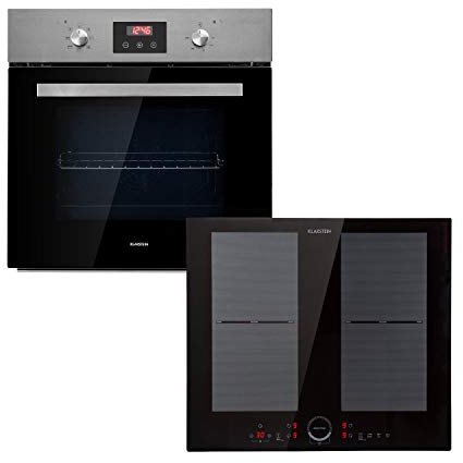 Klarstein Kalahari Delicatessa Set - Four + plaque de cuisson encastrables - Plaque à induction 4 zones : 7000 W (2 x 2000 W / 2 x 1500 W), Four : 68 L/classe A, noir, acier inoxydable