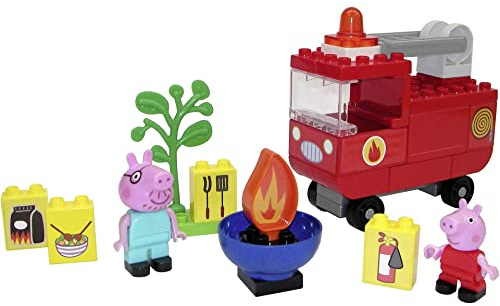 BIG-Bloxx Peppa Pig Feuerwehrauto - Peppa´s Feuerwehr, Construction Set, BIG-Bloxx Set inklusive Peppa und Papa Wutz, 40 Teile, für Kinder ab 18 Monaten