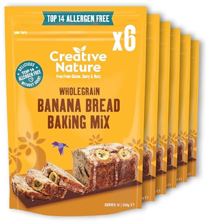 Gluten Free Cake Mix | Creative Nature Banana Bread Vegan Baking Mix | Nut Free, Dairy Free | Top 14 Allergen Free | 6 Pack
