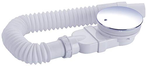 IMPTS Set di scarico extra piatto, 90 mm, foro di scarico per piatto doccia, sifone con tappo antiodore, filtro per capelli, tubo flessibile