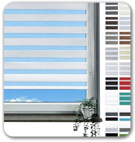 Rollmayer Klemmfix-Doppelrollo ohne Bohren Klemmrollo Fensterrollo Duo Rollo Sonnenschutzrollo Zebrarollo Seitenzugrollo für Fenster und Tür (Weiß - 65 x 220 cm - BxH)