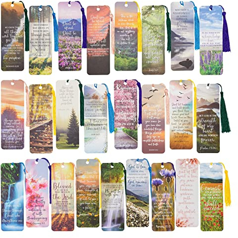 Bible Verse Bookmarks - 100 Pack, 6 x 2 in, Multicolor Tassels - Christian Scripture Page Markers for Bibles, Books & Planners