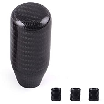 muge racing Carbon Fiber Shift Knob Gear Shifter Knobs with 3 Adapter Most Car Decorations Classic,Black-Long