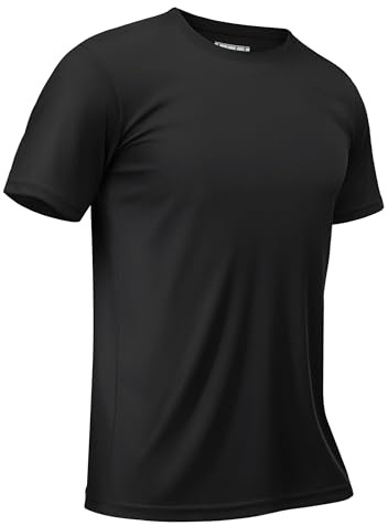 TACVASEN Mens T Shirt Rash Vest Swimming Top Breathable Sports Short Sleeve Tops for Outdoor Hiking Daily Wear Black,M
