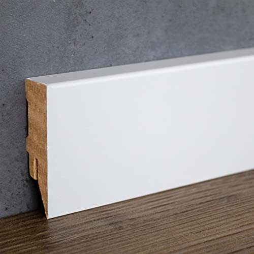 PROVISTON | Plinthe à clic | Profil carré | 16 x 58 x 2500 mm | Panneau MDF | Blanc | Plinthe avec fixation à clic | 25 m