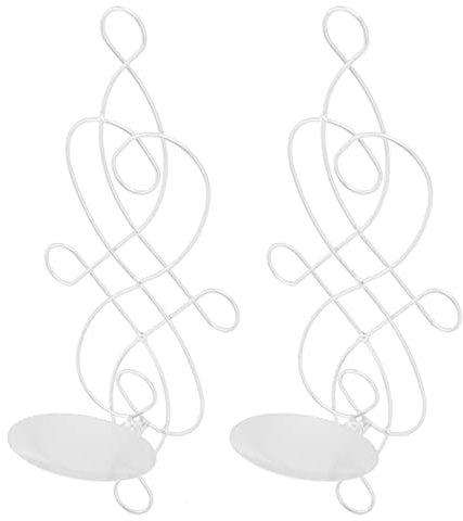 Oumefar Juego de 2 Candelabros Decorativos de Pared Dorados para Decoración de Pared, Candelabros de Pared para Dormitorio, Comedor(Blanco)