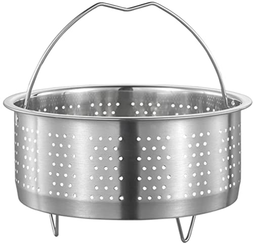 Luxshiny Stainless Steel Steamer Basket 7 Inch - 304 Grade Steam Rice Basket with Drainable Holes for Pressure Cooker Steaming Vegetables Dumplings Seafood
