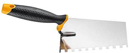 HARDY Zahnkelle 2k Serie *28* für Lasur Glätten Putz Kleben Werkzeuge Stiel Holz Bau Renovierung Renovierungsarbeiten Spachtel zum Auftragen von Putz Größe 6x6 cm