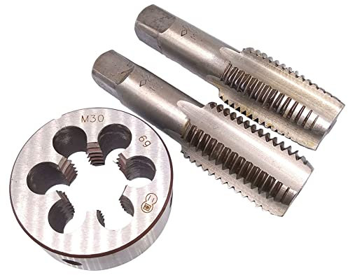 HSS M24 x 1,5 mm Gewindebohrer und Schneideisen-Set, HSS-Maschinengewindebohrer mit rundem Gewindeschneideisen, Rechtshänder