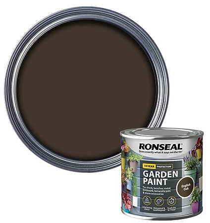 SAVING HUB Garden Paint 250ml - For Outdoor Furniture Wood, Benches, Metal, Brickwork, Terracotta - Exterior Wood Paint Waterproof & Weatherproof Touch Dry In 1 Hour (English Oak)