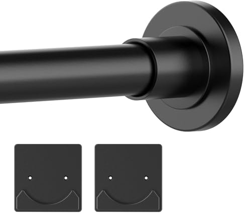 Thestoa Duschvorhangstange verstellbar 76,2–172,7 cm mit Halterung, Anti-Rost-Duschstange & Federspannung, Duschstange ohne Bohren, schwarze Duschvorhangstange für Badezimmer-Spannstange