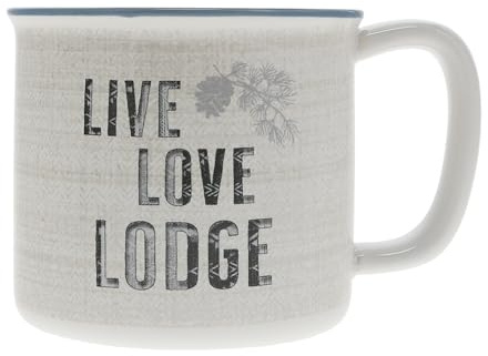 Pavilion Gift Company - Live Love Lodge - 17 Oz Coffee Mug Tea Cup Woodland Hiking Camping Pine Cone Cabin Woods Lodge Gift Outdoorsy Present