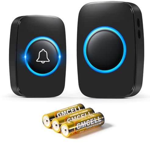 Blendura Campanello Senza Fili da Esterno Impermeabile IP44, Campanello Wireless con Raggio d’Azione 300M, Ricevitore da Interno con 5 Volumi Regolabili, 60 Suonerie, Nero