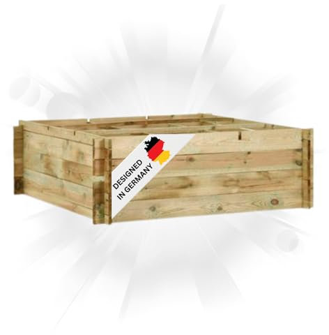 DELUKE Hochbeet aus Kiefernholz Filip | Grün, imprägniert | 120x120x40cm | Wetterfest | Gartenbeet Holz Kräuterbeet Blumenbeet Beet hoch Frühbeet für Garten Gemüsebeet