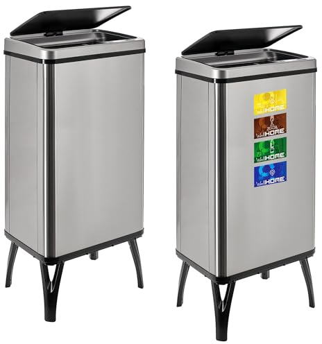Well Home MOBILIARIO & DECORACIÓN 2 Cubos de Basura Inteligente de 50L c/u, Alto: 83,5 (x35,5x26), Gris con Etiquetas magnéticas