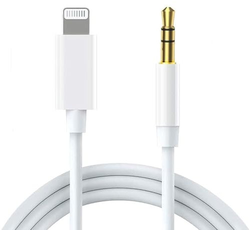 Apple MFi Certified Aux Cord for iPhone, 3.3FT Lightning to 3.5mm Audio Jack Adapter, Lightning to Aux Cable for Car Home Stereo/Speaker/Headphone Compatible with iPhone 14 13 12 11 XS XR X 8 7, White