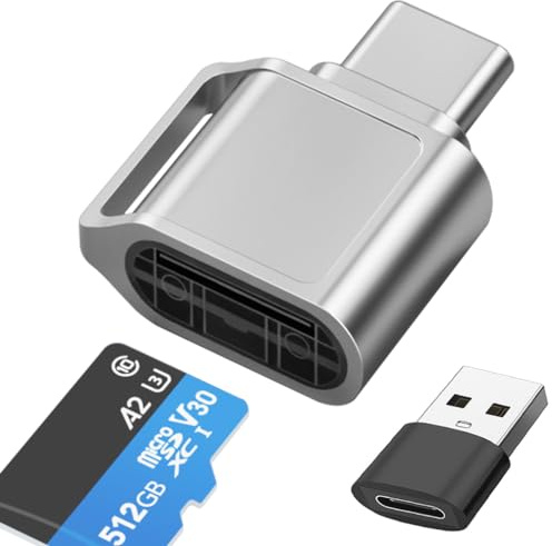 Micro SD Kartenleser, USB C SD Kartenleser, Typ C TF Speicherkartenleser mit USB Adapter, USB C Kartenlesegerät Kompatibel mit MacBook Pro/Air iPhone 17/16/15 iPad Galaxy S25 S24 S23 A56 A16 und Mehr
