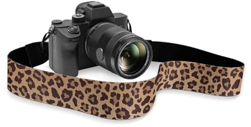 Pzuqiu Sangle d'épaule réglable pour appareil photo avec libération rapide, convient à tous les appareils photo DSLR/SLR, sangle antidérapante pour appareil photo, léopard, taille unique
