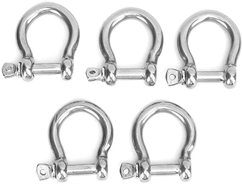 ChengyuWei 5 Stück Edelstahl-Bogenschäkel mit Schraubstift, Ankerschäkel-Hardware, Takelage, D-Ring-Schäkel, Bootsankerschäkel, Boots- und Segelboot-Kettenschäkel, Bolzen-Rigging (M10)